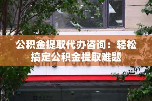 龙文公积金提取代办咨询：轻松搞定公积金提取难题